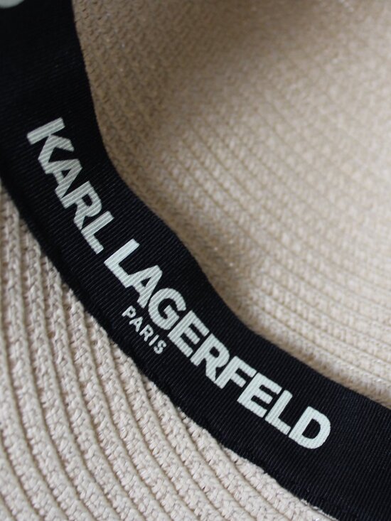 Karl Lagerfeld Cat Ear Beige Straw Visor Hat with Black Band main image 4